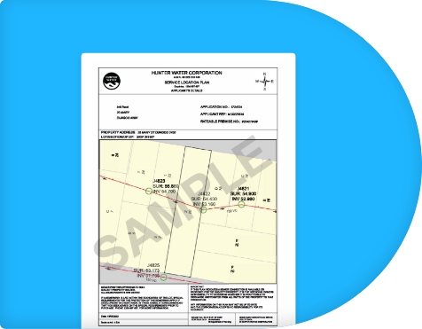 Sample document of Hunter Water Service Location Plan